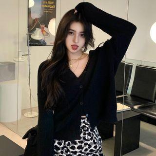 Ribbed Button-up Knit Hoodie