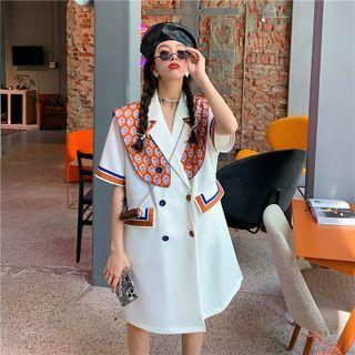 Print Panel Midi Shift Blazer Dress