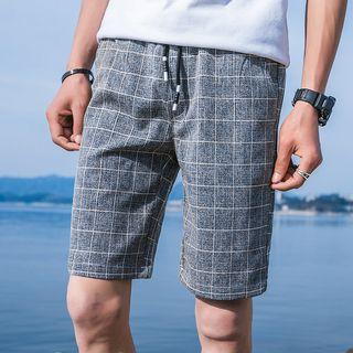 Drawstring Windowpane Shorts