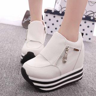 Canvas Zippers Platform Ankle Sneakers