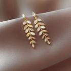 Leaf Rhinestone Faux Crystal Alloy Dangle Earring 1 Pair - White & Gold - One Size