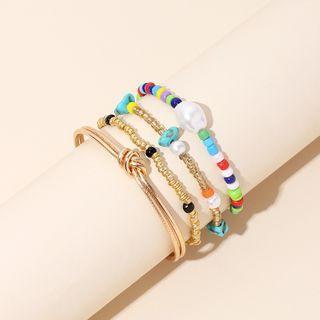 Set Of 4: Open Bangle / Bracelet (assorted Designs) Set Of 4 - As Shown In Figure - One Size