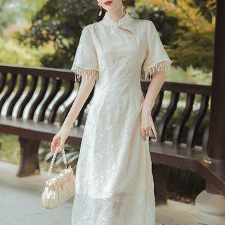 Short-sleeve Fringe Qipao Dress
