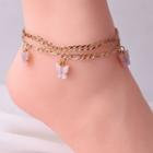 Butterfly Layered Anklet Af119 - One Size