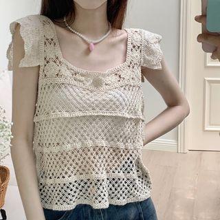 Crochet Lace Square-neck Tank Top