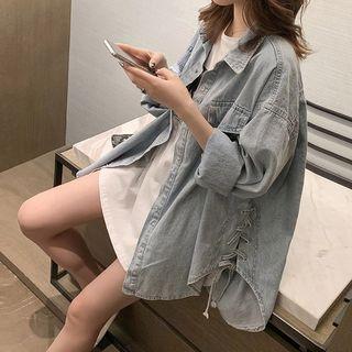 Lace-up Denim Shirt Jacket