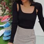 Long Sleeve Chain Detail Shrug With Tank Top