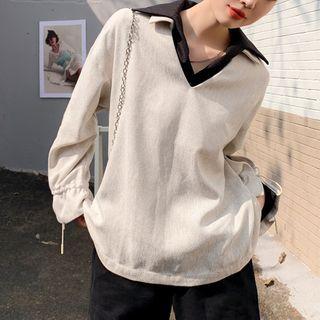 Plain Shirt / Drawstring Blouse