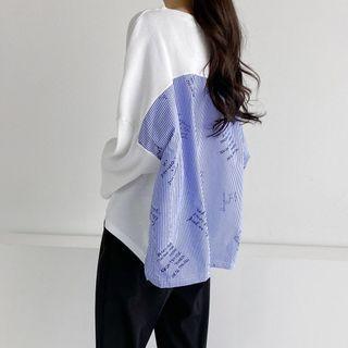 Stripe Shirt Panel Back Top