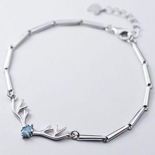 S925 Sterling Silver Rhinestone Antler Bracelet As Shown In Figure - One Size