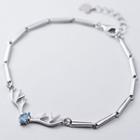 S925 Sterling Silver Rhinestone Antler Bracelet As Shown In Figure - One Size