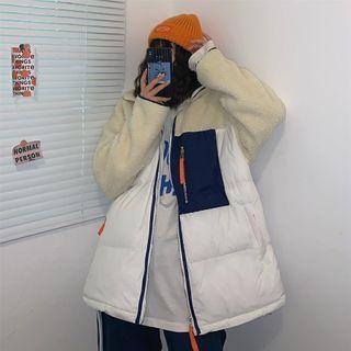 Panel Faux Lambswool Jacket
