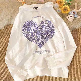 Paisley Heart Print Hoodie