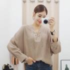 Lace-up Front Dolman-sleeve Top