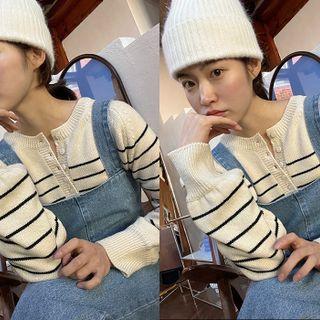 Marine Stripe Knit Henley