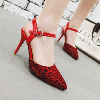 Leopard Print Slingback High Heel Sandals