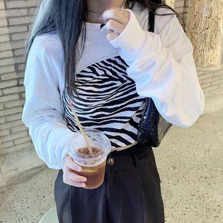 Zebra Print Long-sleeve T-shirt / Cropped Pullover