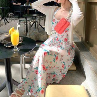 Halter Floral Midi Sundress / Cropped Cardigan