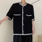 Short-sleeve Braided Trim Shirt