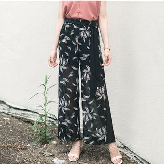 Floral Wide Leg Chiffon Pants