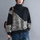Mock-neck Zebra Print Sweatshirt