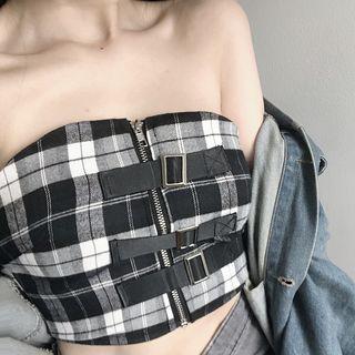 Check Slim-fit Tube Top