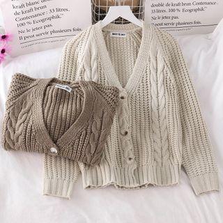 Plain Loose-fit Cardigan - 2 Colors