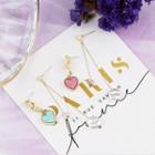 Non-matching Acrylic Heart Faux Pearl Dangle Earring