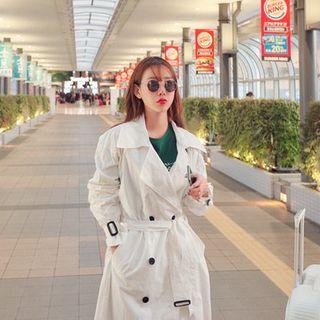 Cotton Long Trench Coat With Belt