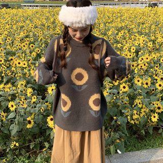 Flower Printed Knit Sweater