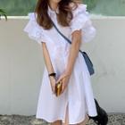 Short-sleeve Ruffled A-line Shirtdress