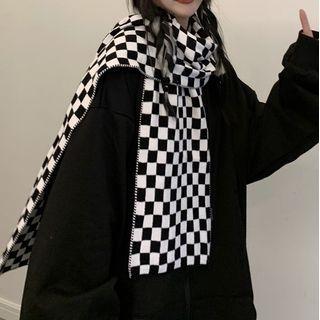 Checkered Scarf Plaid - Black & White - One Size