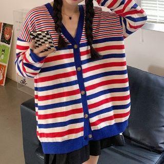 Striped Cardigan Stripe - Red & White & Blue - One Size