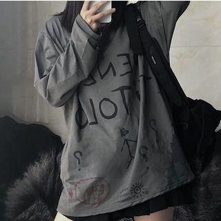 Graffiti Print Long-sleeve T-shirt