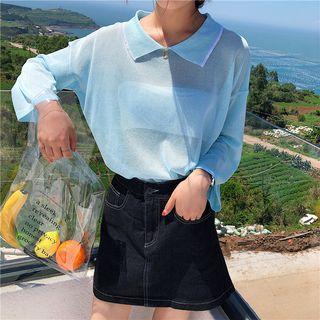 Knit Long-sleeve Polo Shirt