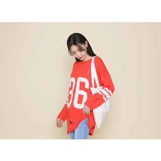 Distressed Lettering Knit Top