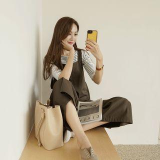 Button-trim Dual-pocket Jumper Pants