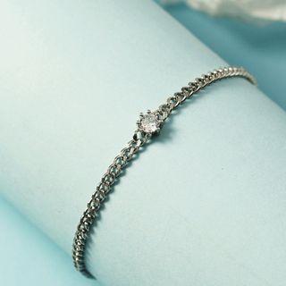 Rhinestone Alloy Bracelet Silver - One Size