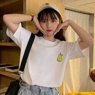 Elbow-sleeve Fruit-print T-shirt