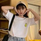Elbow-sleeve Fruit-print T-shirt