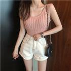 Cropped Knit Tank Top Nude Pink - One Size