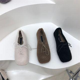 Plain Fleece Square Toe Lace Up Shoes