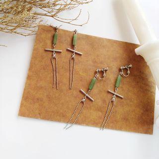 Resin Bar Alloy Fringed Earring
