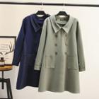 Contrast Stitching Double-breasted Shirtdress
