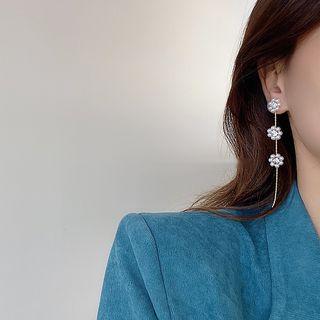 Floral Earring 1 Pair - White & Gold - One Size
