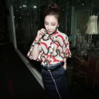 Elbow-sleeve Patterned Blouse