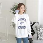 Stripe-cuff Lettering Loose-fit Pullover