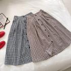 Plaid Single-breasted High-waist Skirt