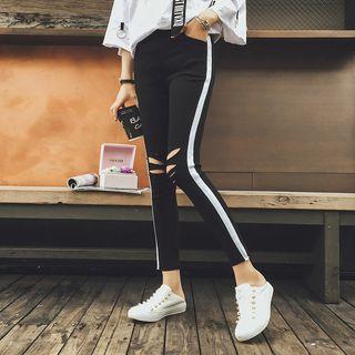 Striped Ripped Leggings