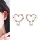 925 Sterling Silver Faux Pearl Flower Earring White Faux Pearl & White Flower - Gold - One Size